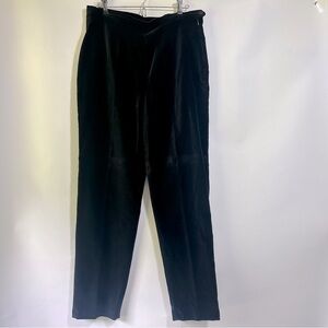 Ralph Lauren velvet velour black side zip slim straight high-rise pants trousers